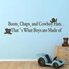 Boots Chaps and Cowboy Hats Vinyl Nursery Wall Decal Boys Nursery Wall Sticker Wall Graphic Wall Mural Home Art Decoration Dark Brown view 1
