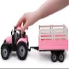 Toyland Friction Powered Farm Tractor with Trailer - Childrens Farm Toys (Pink Tractor & Trailer) view 4