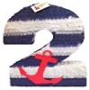 20" Tall Nautical Theme Number Two Pinata with Red Anchor Second Birthday Party Nautical Theme Fishing Party Decoration view 1