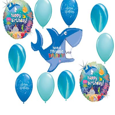 11pc BALLOON set SHARK birthday FIN-tastic PARTY favors OCEAN theme BEACH decorations UNDER the SEA