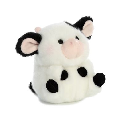 Aurora Playful Rolly Pet Daisy Cow Stuffed Animal - Compact Size for On-The-Go Fun - for Adults, Kids, Birthdays, and Anniversaries - White 5.5 Inches