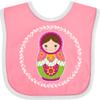 inktastic Matryoshka Russian Cute Pink Nesting Doll Baby Bib Pink and White 33cac view 1