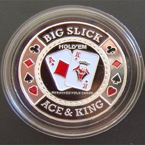 MRC POKER Hand Painted Poker Card Guard Protector - Big Slick Silver