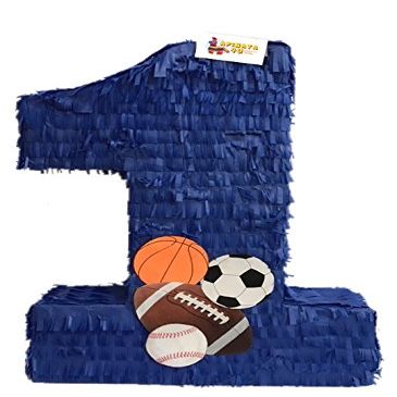 20" Tall Blue Color Number One Pinata Sports Theme Sports Balls Party Supplies Decorations
