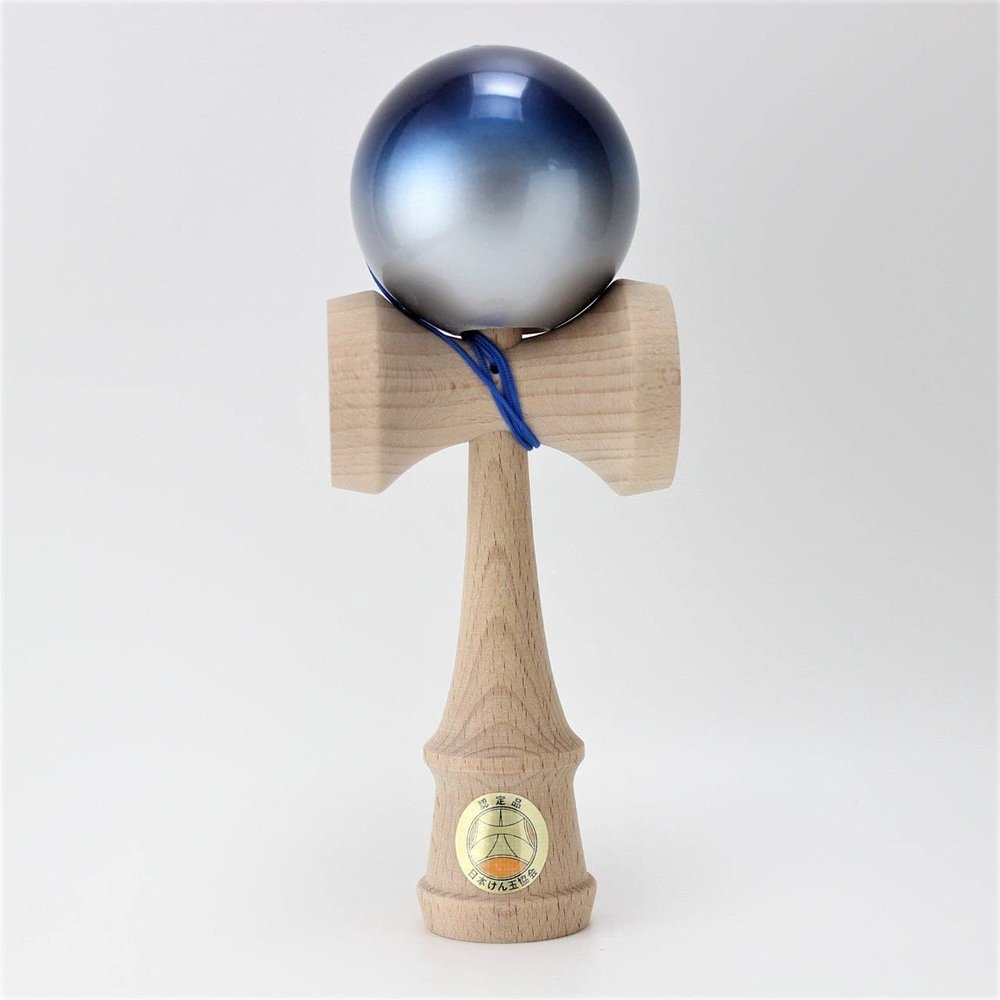 Yamagata Koubou No-1343 Japan Kendama Association Certified Competition Kendama, Ozora, Premium Blue & Silver