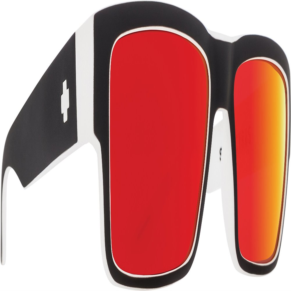 Spy Optic Cyrus, Square Sunglasses, Color and Contrast Enhancing Lenses, Whitewall - Happy Gray Green Red Spectra Mirror Lenses