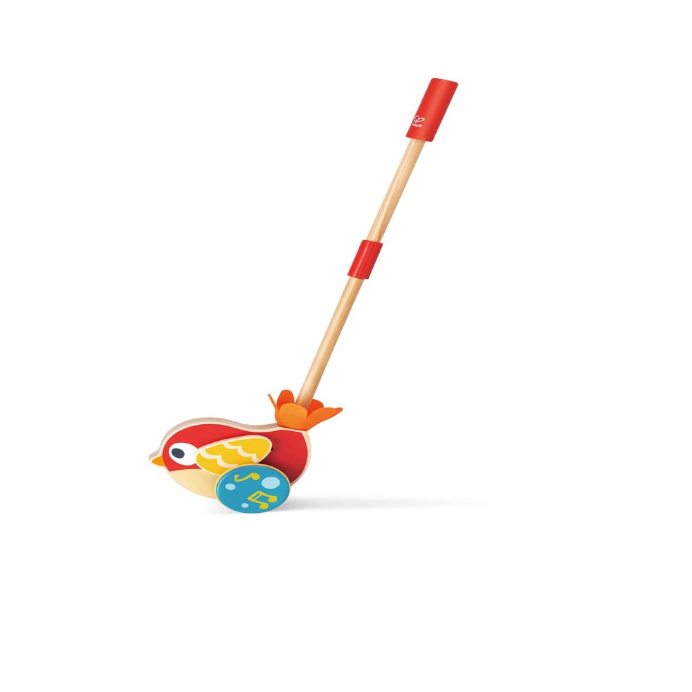 Hape Lilly Musical Push Along | Wooden Push Along Baby Walking Bird, Playful Kids Toy with Detachable Stick, Multicolor, 22.05 Inch