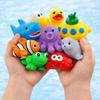15 PCS Ocean Animals Rubber Bath Toy Water Squirters with Floating Bathtub Squeeze and Play Soft Sea Creatures anf Fishing Net for Baby, Toddlers and Kids view 2