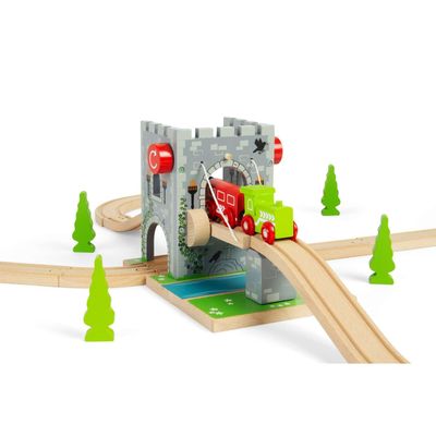 Bigjigs Rail Wooden Castle Drawbridge | Toy Accessories for Classic Wood Train Track Set | Ideal Medieval Themed Gifts for Kids Age 3+ | Fun Educational Playset for Knight & History Enthusiasts
