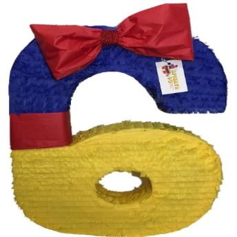20" Tall Number Six Pinata Princess Theme Yellow Red Blue Color Just One Bite Snow Birthday