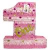 APINATA4U 20" Tall Pink & Gold Number One with Stars Twinkle Twinkle First Birthday Party Supplies view 1