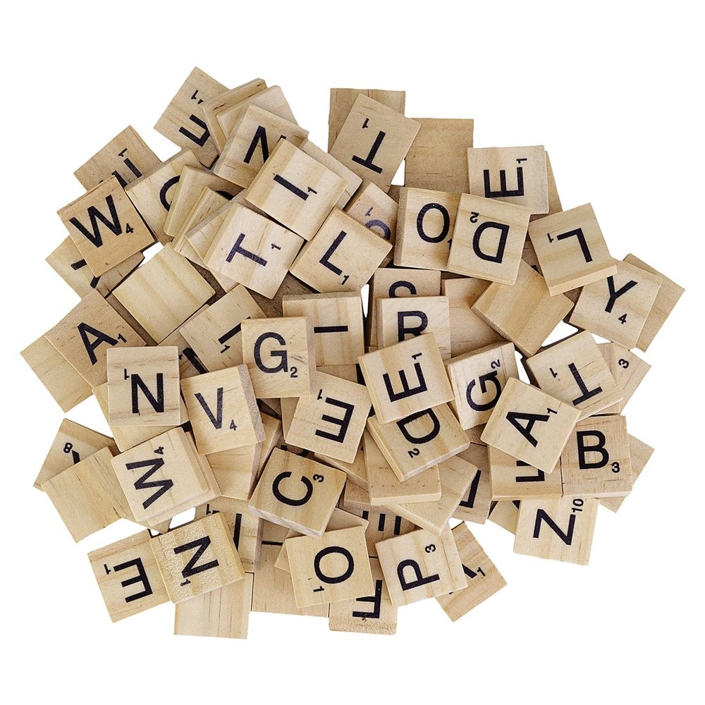Trimming Shop Set of 500 + 100 Free Wooden Wooden Tiles Letters for Board Games, Wall Decor & Arts and Crafts