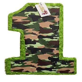 APINATA4U 20" Tall Green Camouflage Number One Pinata Woodland Theme