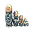 Traditional Blue Flowers White Russian Nesting Doll Hand Carved Hand Painted 5 Piece Doll Set / 5" Tall view 1