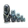 Traditional Blue Flowers White Russian Nesting Doll Hand Carved Hand Painted 5 Piece Doll Set / 5" Tall view 4