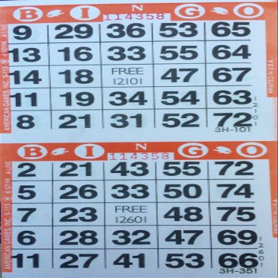 American Games INC 3000 Paper Bingo Cards-2 Cards per sheet-1500 Sheets [Choose Color Below] (Orange)