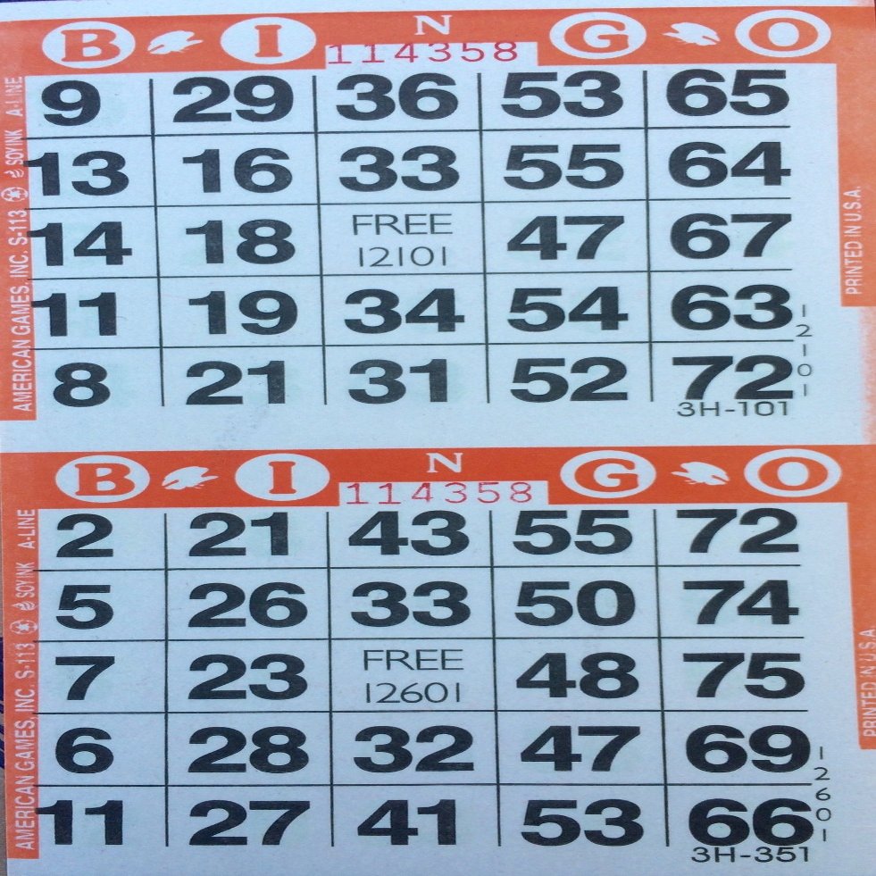 American Games INC 3000 Paper Bingo Cards-2 Cards per sheet-1500 Sheets [Choose Color Below] (Orange)