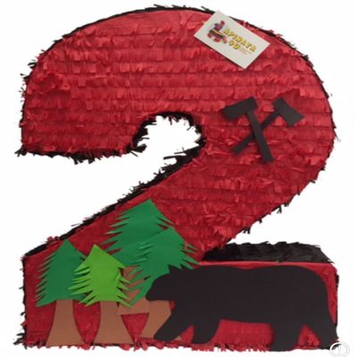 20" Number Two Pinata Lumberjack Theme Lumberjack Birthday Party Supplies Oh Deer Second Birthday Two Wild