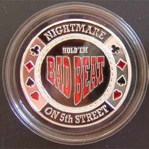 MRC POKER Hand Painted Poker Card Guard Protector - Bad Beat Silver