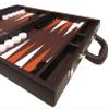 16-inch Premium Backgammon Set - Dark Brown Board, White and Orange Points view 4