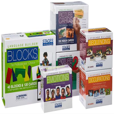 Stages Learning Materials Language Builder Picture Noun Flash Cards Photo Vocabulary Autism Learning Products, ABA Therapy 6 Boxes, 980 Cards, Blocks