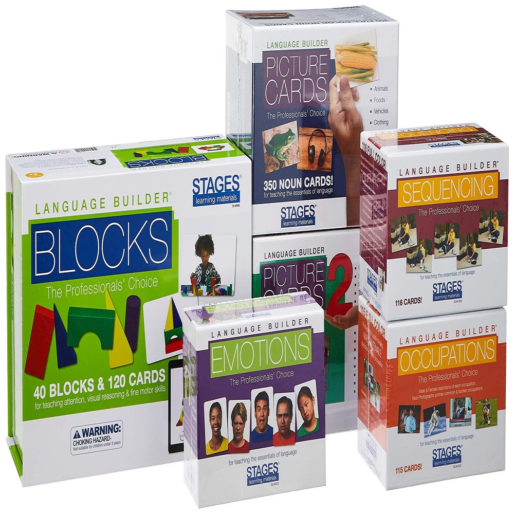 Stages Learning Materials Language Builder Picture Noun Flash Cards Photo Vocabulary Autism Learning Products, ABA Therapy 6 Boxes, 980 Cards, Blocks