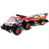 Mozlly Monster Truck Toys Set with Trailer Toy Boat - Friction Powered Hauling Truck and Trailer Toy, Big Toy Monster Truck with Boat, Adventure Truck Pulling Boat Toy Monster Trucks for Kids - 9 Inch view 1