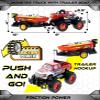 Mozlly Monster Truck Toys Set with Trailer Toy Boat - Friction Powered Hauling Truck and Trailer Toy, Big Toy Monster Truck with Boat, Adventure Truck Pulling Boat Toy Monster Trucks for Kids - 9 Inch view 2