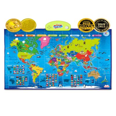 BEST LEARNING i-Poster My World  Interactive Talking World Map for Kids Ages 5-12 to Learn Countries, Flags, and Fun Facts About Our Planet