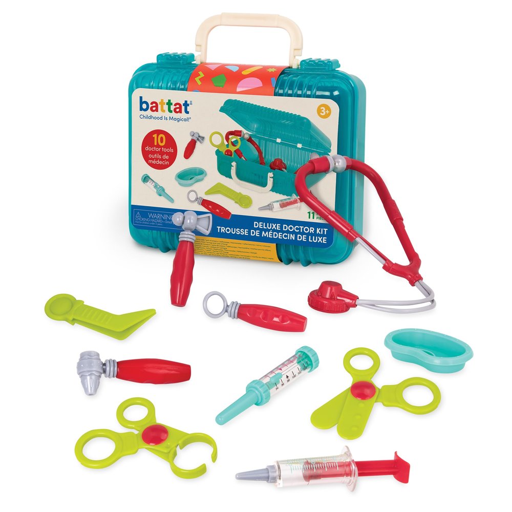 Battat Pretend Play Doctor Set Kids Nurse Toys 10 Pieces & Carry Case Toddler House Call Playset 3+ Years Deluxe Doctor Kit