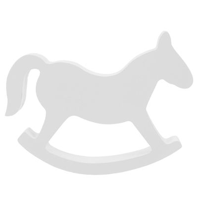 12 * 9.5 * 1.5cm Wooden Rocking Horse Table Decoration Craft Home Art Furnishing Centerpiece Ornament White