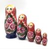 Russian Beauty with Rose Nesting Dolls 5 Pieces Set Hand Carved Hand Painted Babushka Doll view 1