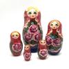 Russian Beauty with Rose Nesting Dolls 5 Pieces Set Hand Carved Hand Painted Babushka Doll view 2