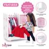 Emily Rose 18 Inch Doll Wardrobe Closet Organizer - Open Storage Armoire with Clothes Hangers & Bins - Wooden Furniture for American Girl Dolls - Floral Design view 4