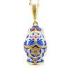Religious Gifts Blue Silver 925 Gold Tone Matreshka Matryoshka Hand Enamel Pendant, Hand Enamel Hand Painted view 1