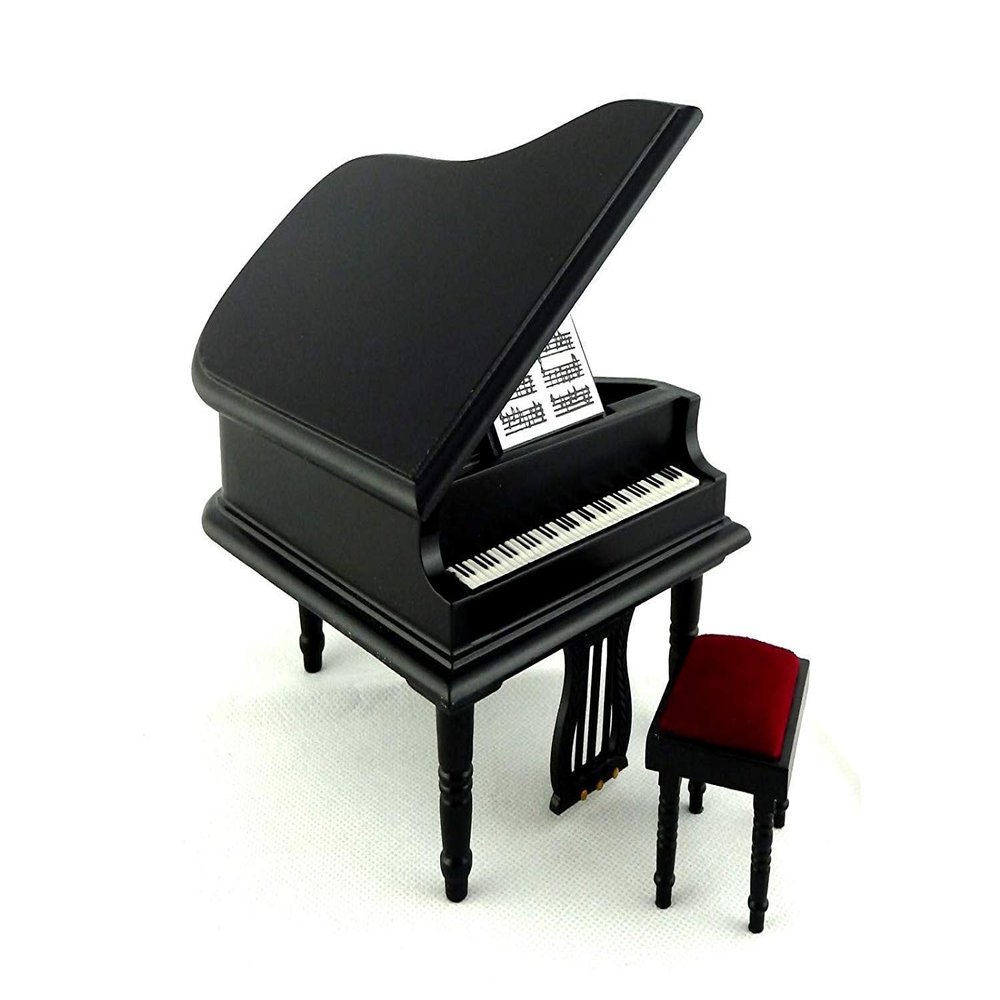 1:12 Scale Black Piano with Stool Set #05913