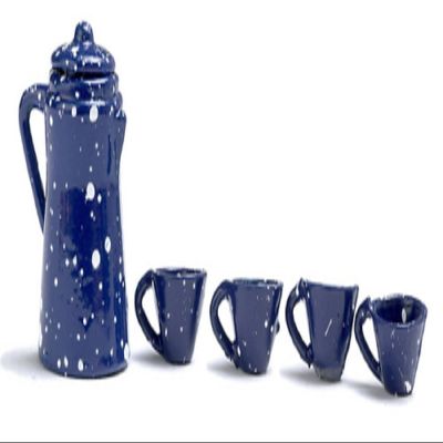 1:12 Scale 5 Pc Blue Spatter Coffee SET #D2789