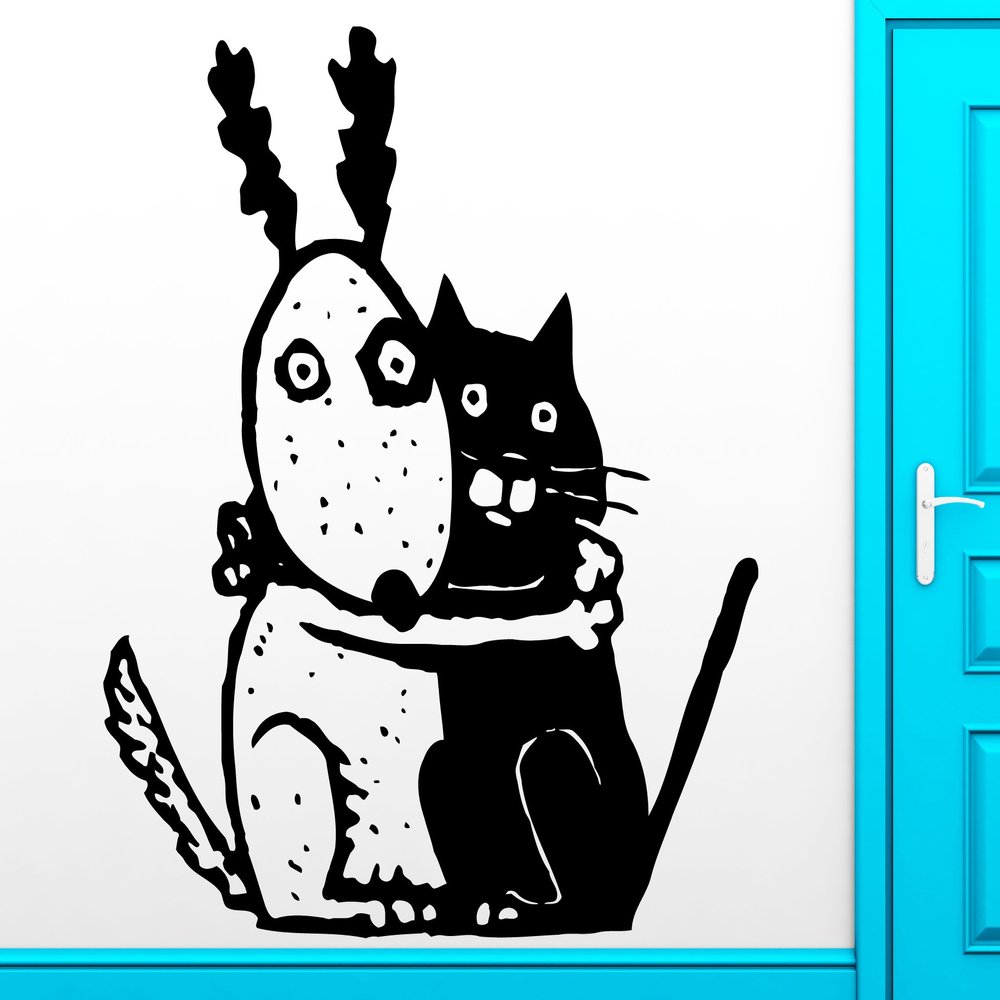 Wall Sticker Vinyl Decal Funny Dog and Cat Scary Kids Creepy Cool Decor (z2487)