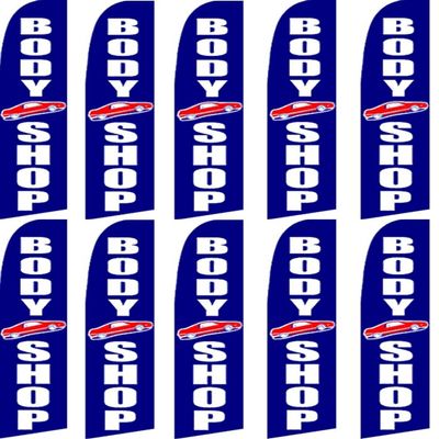 10 Swooper Flutter Flags Body Shop Toy Car Blue White Red