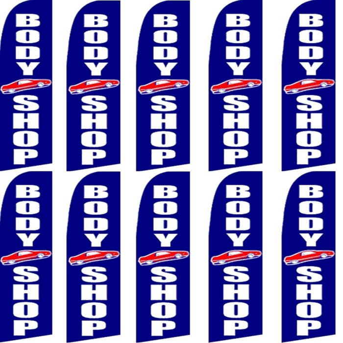 10 Swooper Flutter Flags Body Shop Toy Car Blue White Red
