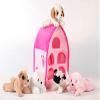 Unipak SFS Gift Bundle - 12" Plush Pink Dog House Carrying Case with Five (5) Stuffed Animal Dogs (Pink Poodle, Pug, Chihuahua, Beagle, and White Terrier) + Five Mini Puppy Figures view 4