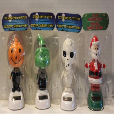 DTSC Solar Dancing Holiday 4 Pack, Pumpkin, Witch, Skeleton, Santa