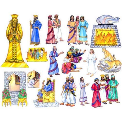 Daniel & The Lion's Den Toggle Size Felt Figures for Bible Flannel Board Stories- Precut + Lesson Guide/Activity Page & Story of Shadrach Meshach Abendego