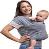 Cuddlebug Hands-Free Baby Carrier - Soft & Stretchy Wrap for Newborn to Toddler 7-35 lbs - One-Size-Fits-All Hip-Healthy Holder (Gray) view 1