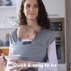 Cuddlebug Hands-Free Baby Carrier - Soft & Stretchy Wrap for Newborn to Toddler 7-35 lbs - One-Size-Fits-All Hip-Healthy Holder (Gray) view 2