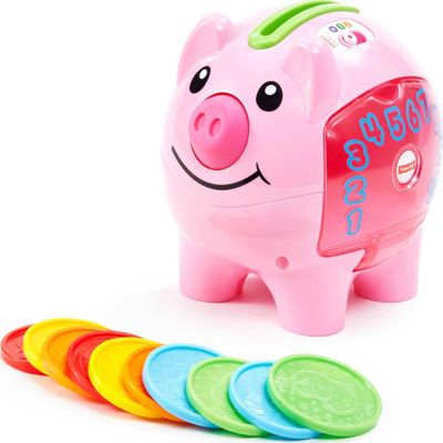 Fisher-Price Baby & Toddler Toy Laugh & Learn Smart Stages Piggy Bank with Educational Songs & Phrases for Infants Ages 6+ Months (Amazon Exclusive)
