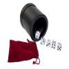 Alex Cramer Golden Gate Dice Shaker Cup Set - 5 White Dice, Drawstring Pouch & Book of Dice Games (Liars Dice) Included - Leather Dice Cup - Quiet Shaking. view 1