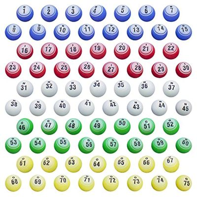75 Multi-Color 1.5 Inch Bingo Balls -Plastic Balls for Bingo Cages and Raffles - Compatible with Cages from Most Major Brands