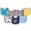 Luvable Friends Unisex Baby Cotton Terry Drooler Bibs with PEVA Back, Blue Rocket, One Size view 1