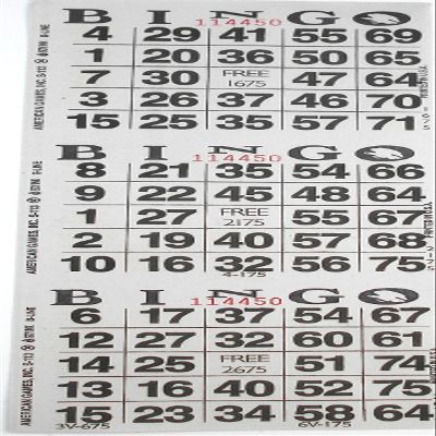 American Games 3 on White Bingo Paper Cards - 1000 Sheets - 3000 Cards